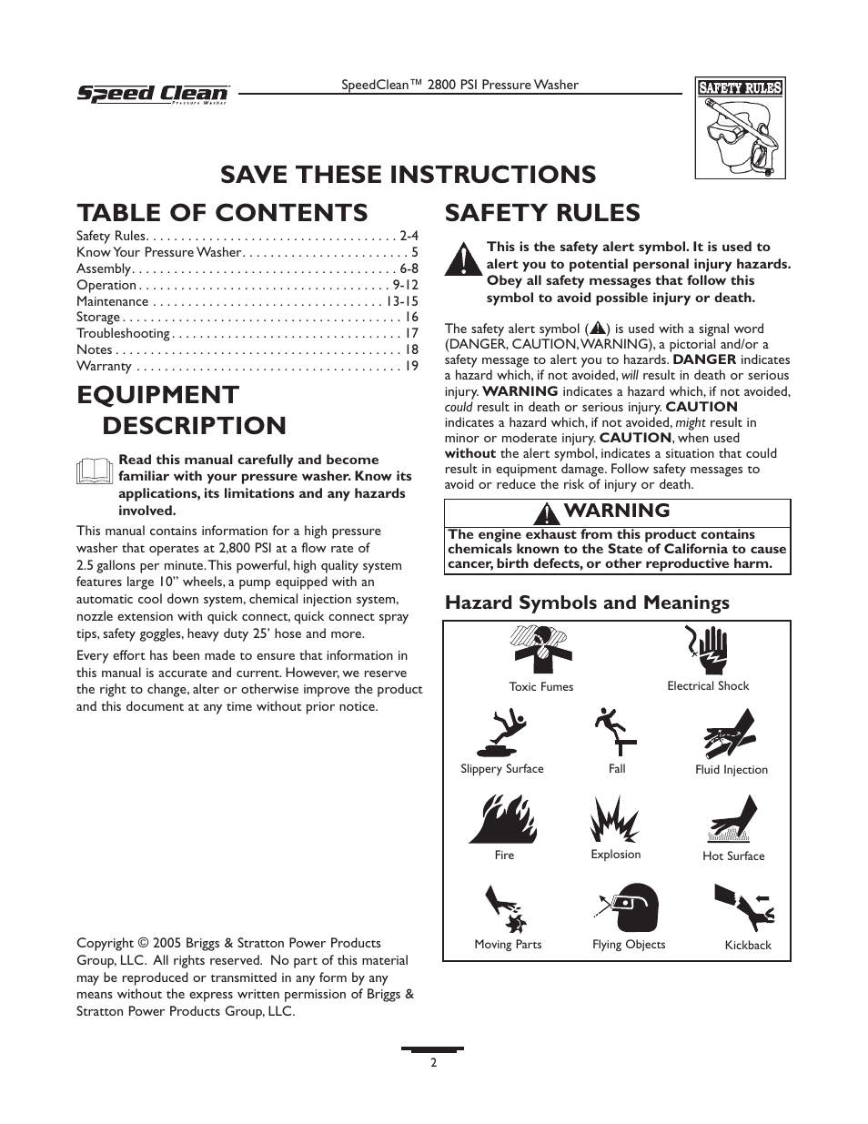 Briggs & Stratton 020212-0 User Manual | Page 2 / 36