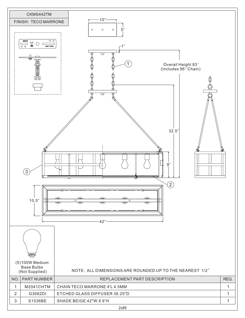 Quoizel CKMS442TM Marisol User Manual | Page 2 / 6