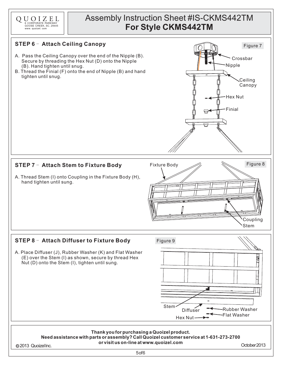 Quoizel CKMS442TM Marisol User Manual | Page 5 / 6