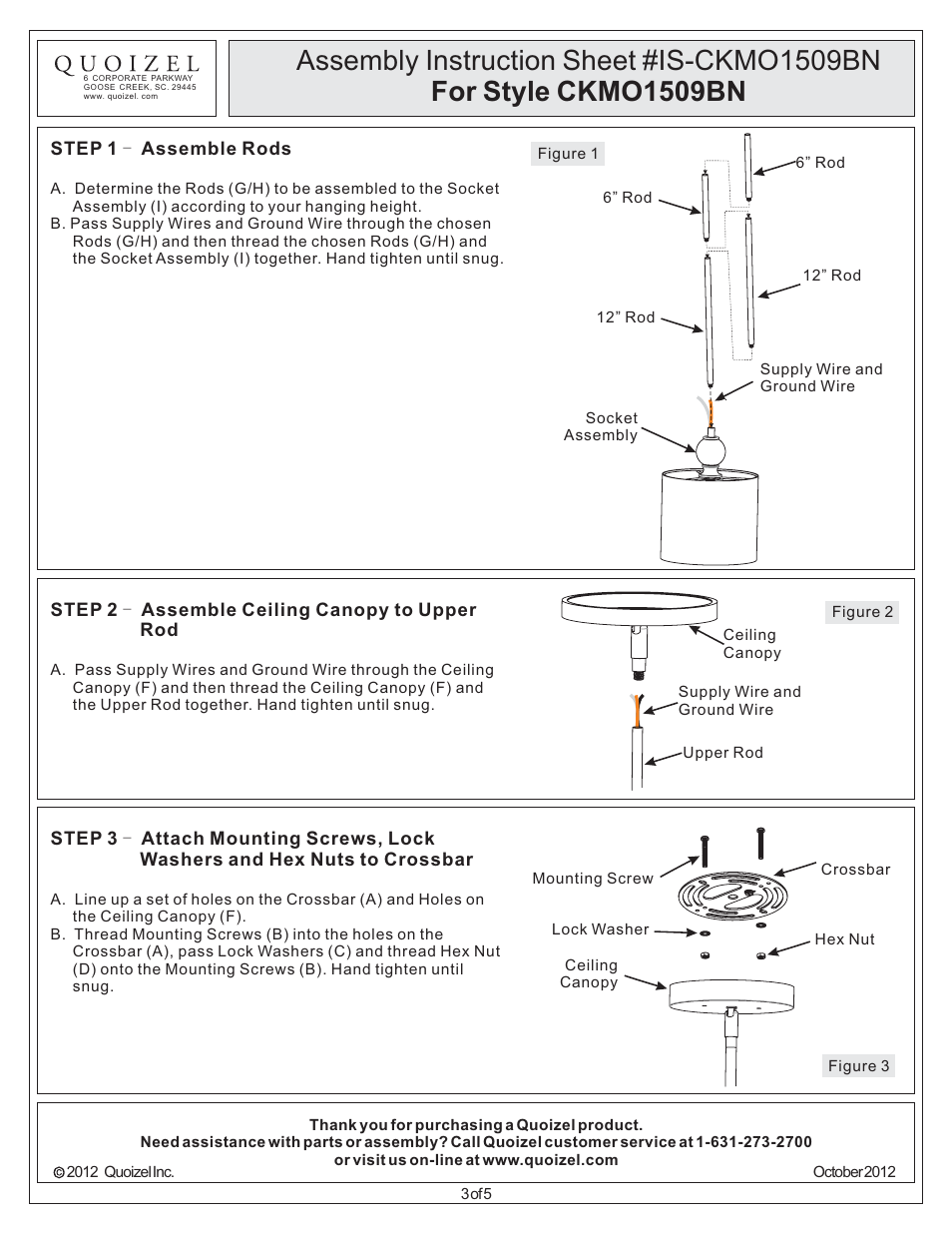 Quoizel CKMO1509BN Metro User Manual | Page 3 / 5