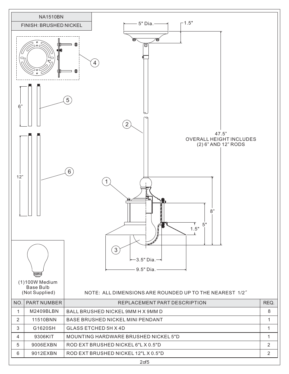 Quoizel NA1510BN New England User Manual | Page 2 / 5