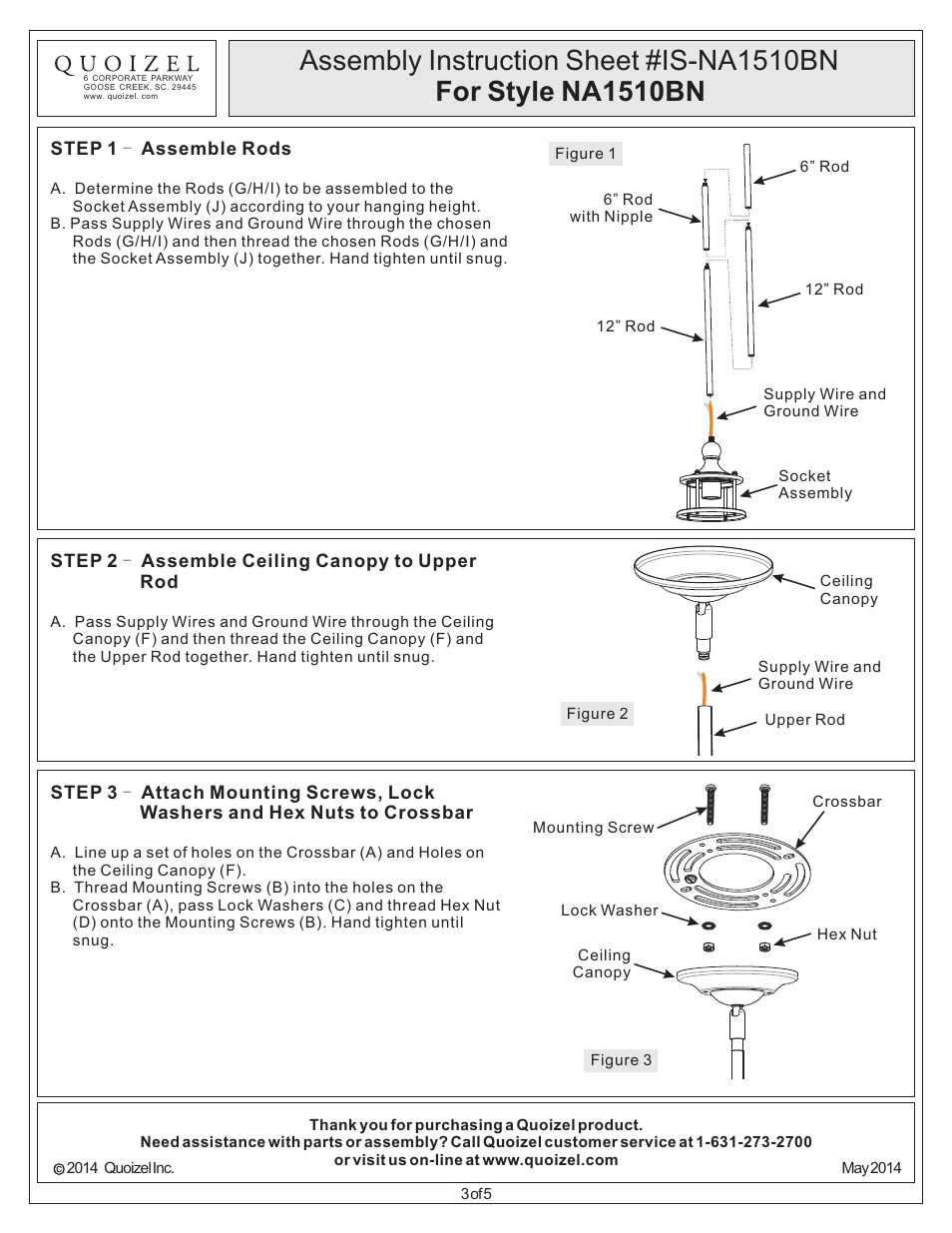 Quoizel NA1510BN New England User Manual | Page 3 / 5