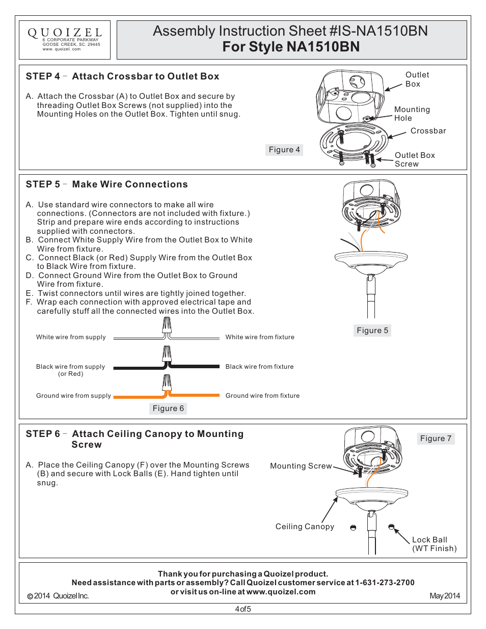 Quoizel NA1510BN New England User Manual | Page 4 / 5