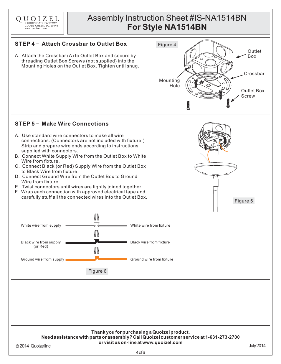Quoizel NA1514BN New England User Manual | Page 4 / 6