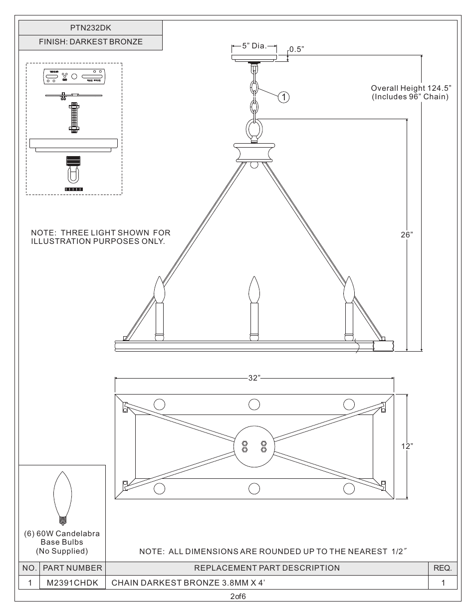 Quoizel PTN232DK Plantation User Manual | Page 2 / 6