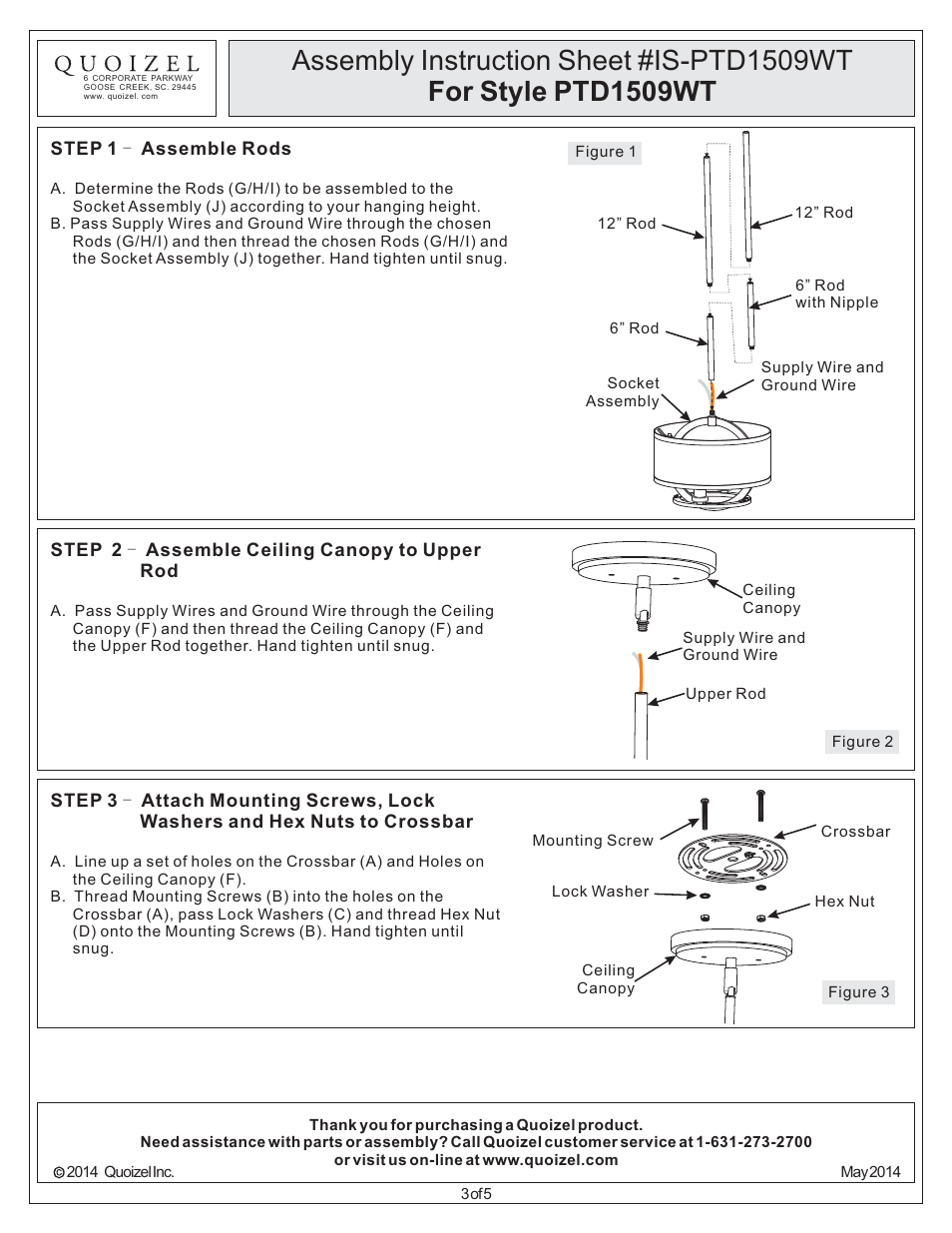 Quoizel PTD1509WT Portland User Manual | Page 3 / 5