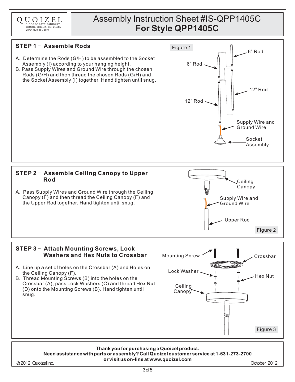 Quoizel QPP1405C Quoizel Piccolo Pendant User Manual | Page 3 / 5