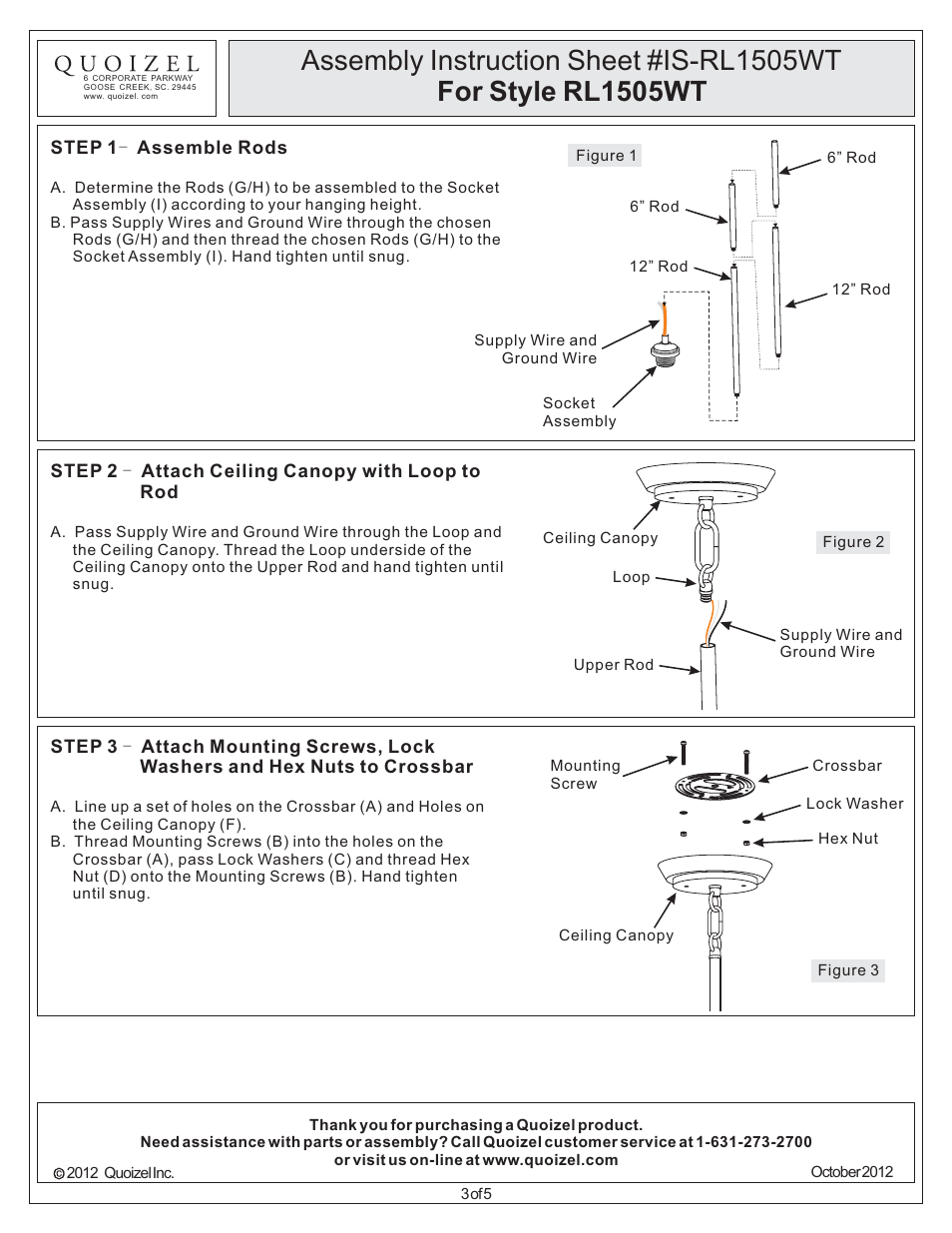 Quoizel RL1505WT Radcliff User Manual | Page 3 / 5