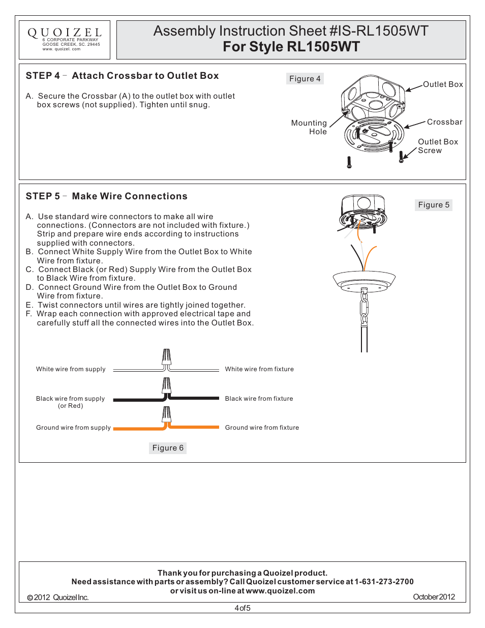 Quoizel RL1505WT Radcliff User Manual | Page 4 / 5