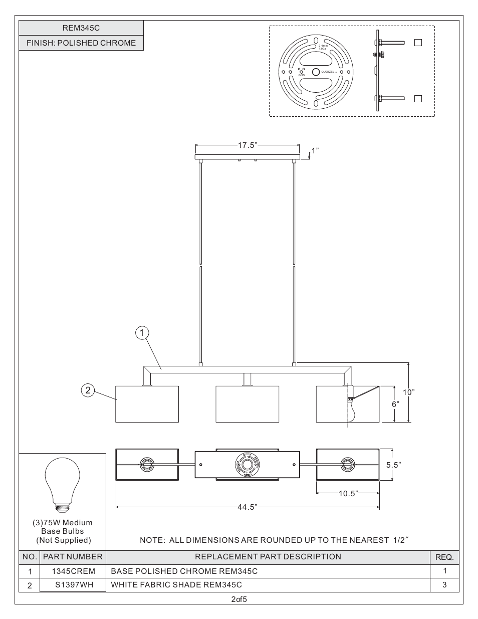 Quoizel REM345C Remi User Manual | Page 2 / 5