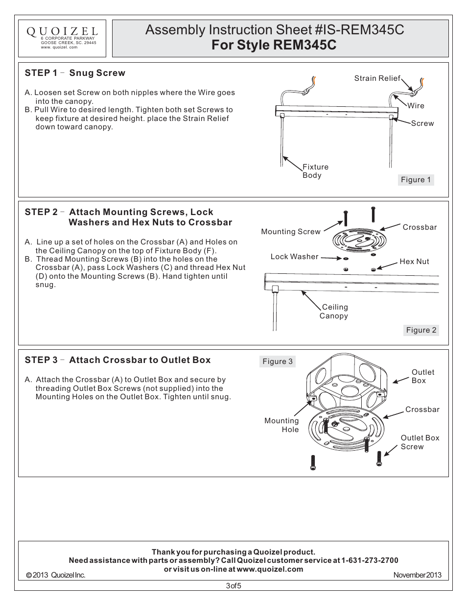 Quoizel REM345C Remi User Manual | Page 3 / 5