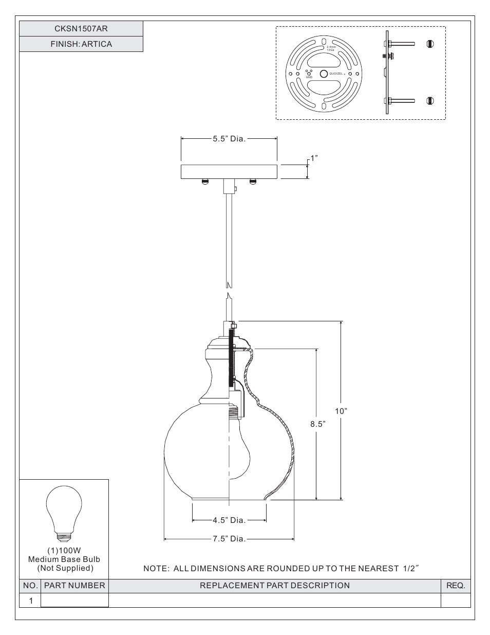 Quoizel CKSN1507AR Sonia User Manual | Page 2 / 5