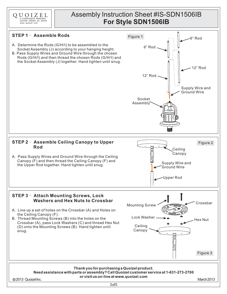 Quoizel SDN1506IB Steadman User Manual | Page 3 / 5