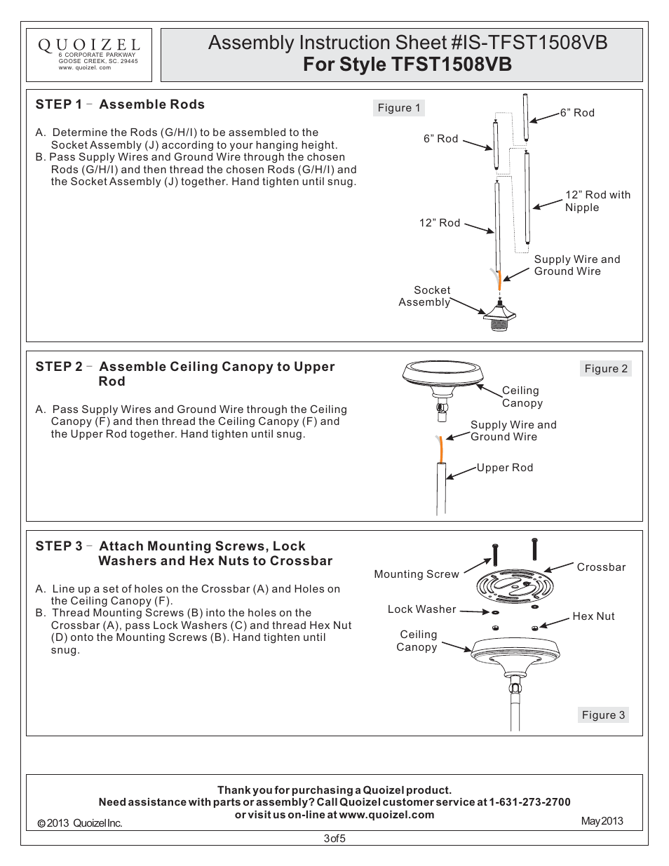 Quoizel TFST1508VB Stephen User Manual | Page 3 / 5