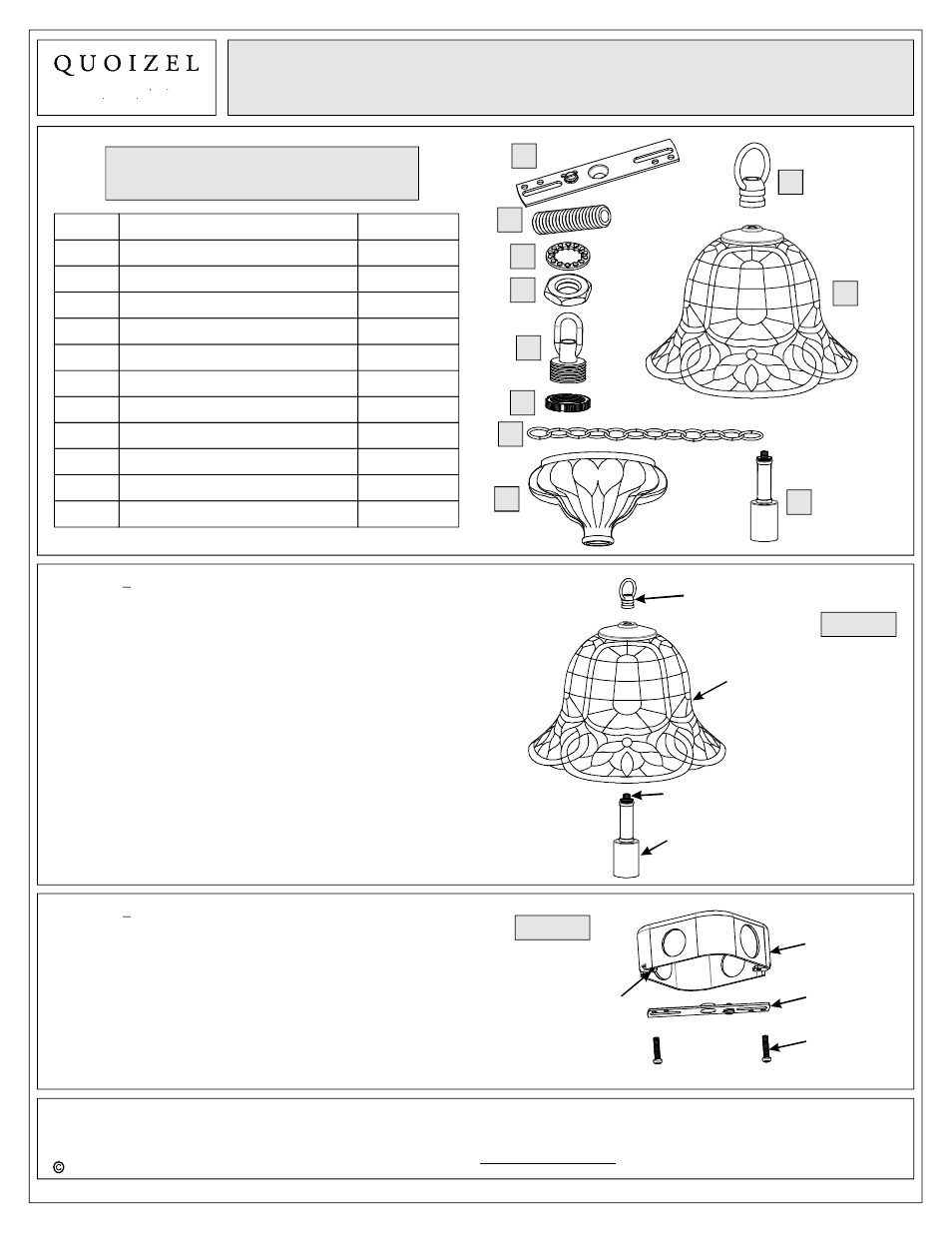 Package contents | Quoizel TF1737VB Tiffany User Manual | Page 3 / 6