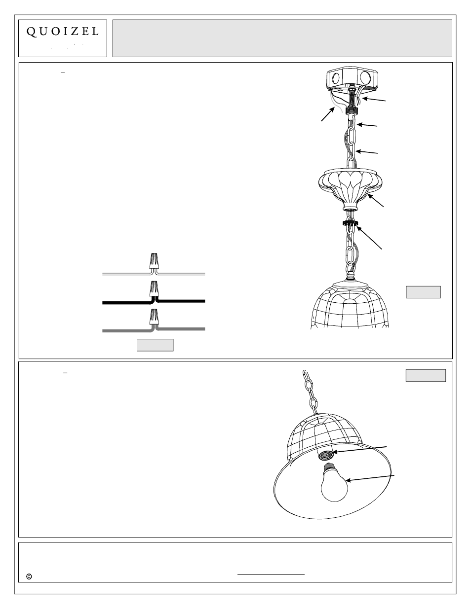 Step 8 - make wire connections, Step 9 - install bulb | Quoizel TF1737VB Tiffany User Manual | Page 6 / 6