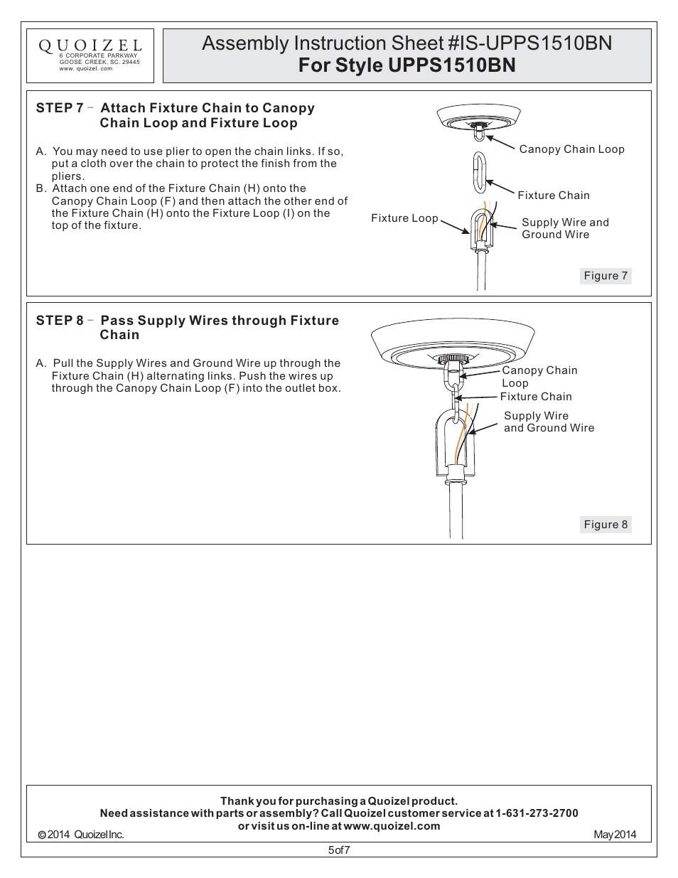 Quoizel UPPS1510BN Uptown Penn Station User Manual | Page 5 / 7