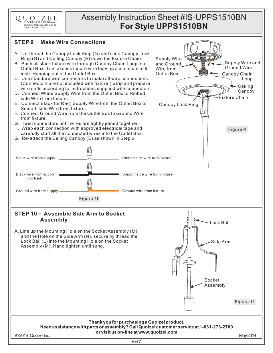 Quoizel UPPS1510BN Uptown Penn Station User Manual | Page 6 / 7