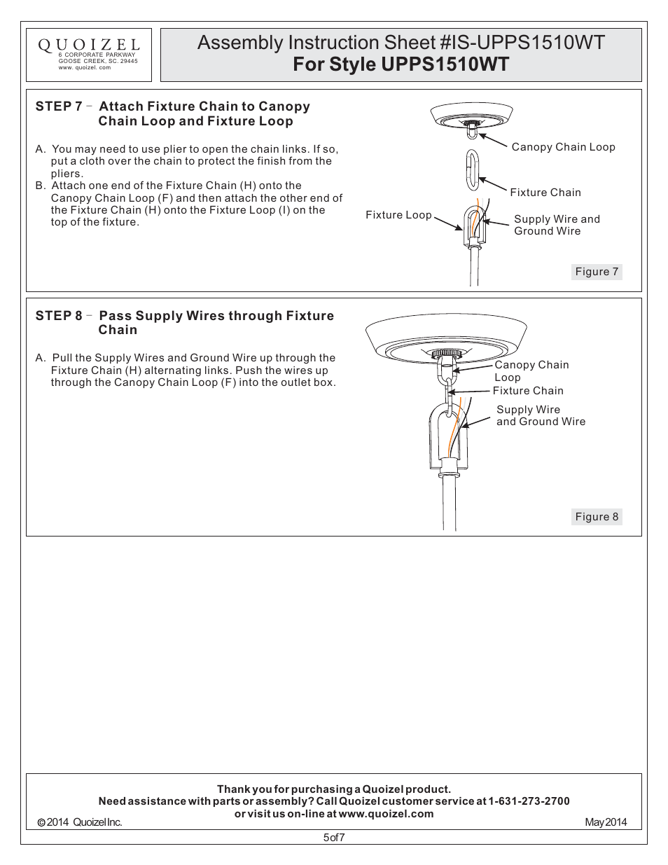 Quoizel UPPS1510WT Uptown Penn Station User Manual | Page 5 / 7