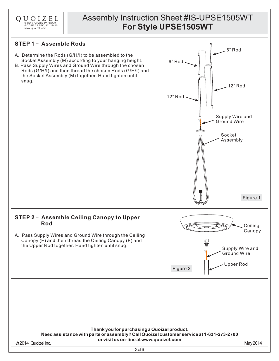 Quoizel UPSE1505WT Uptown Seaport User Manual | Page 3 / 6