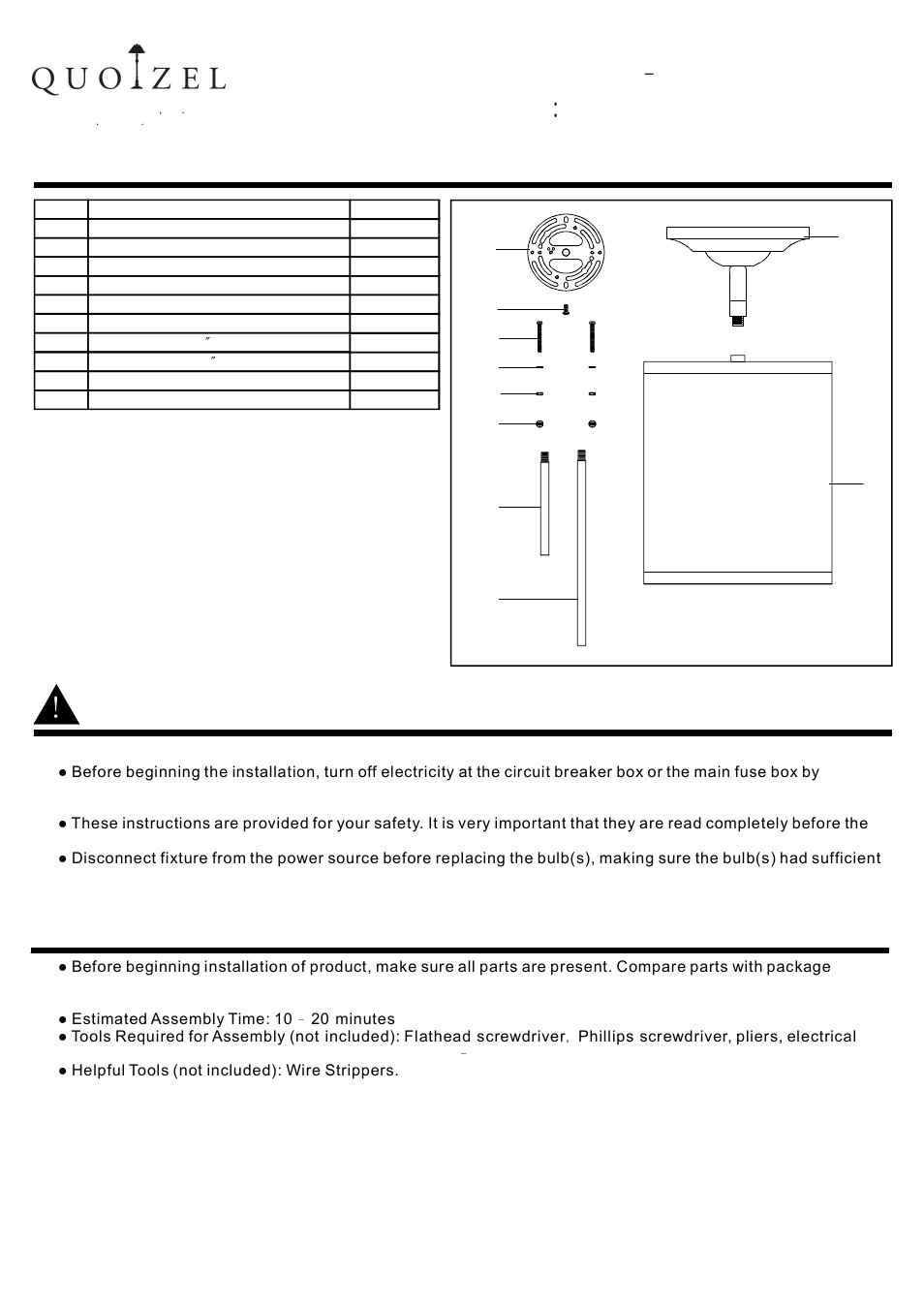 Quoizel ZE1508K Zen User Manual | 3 pages