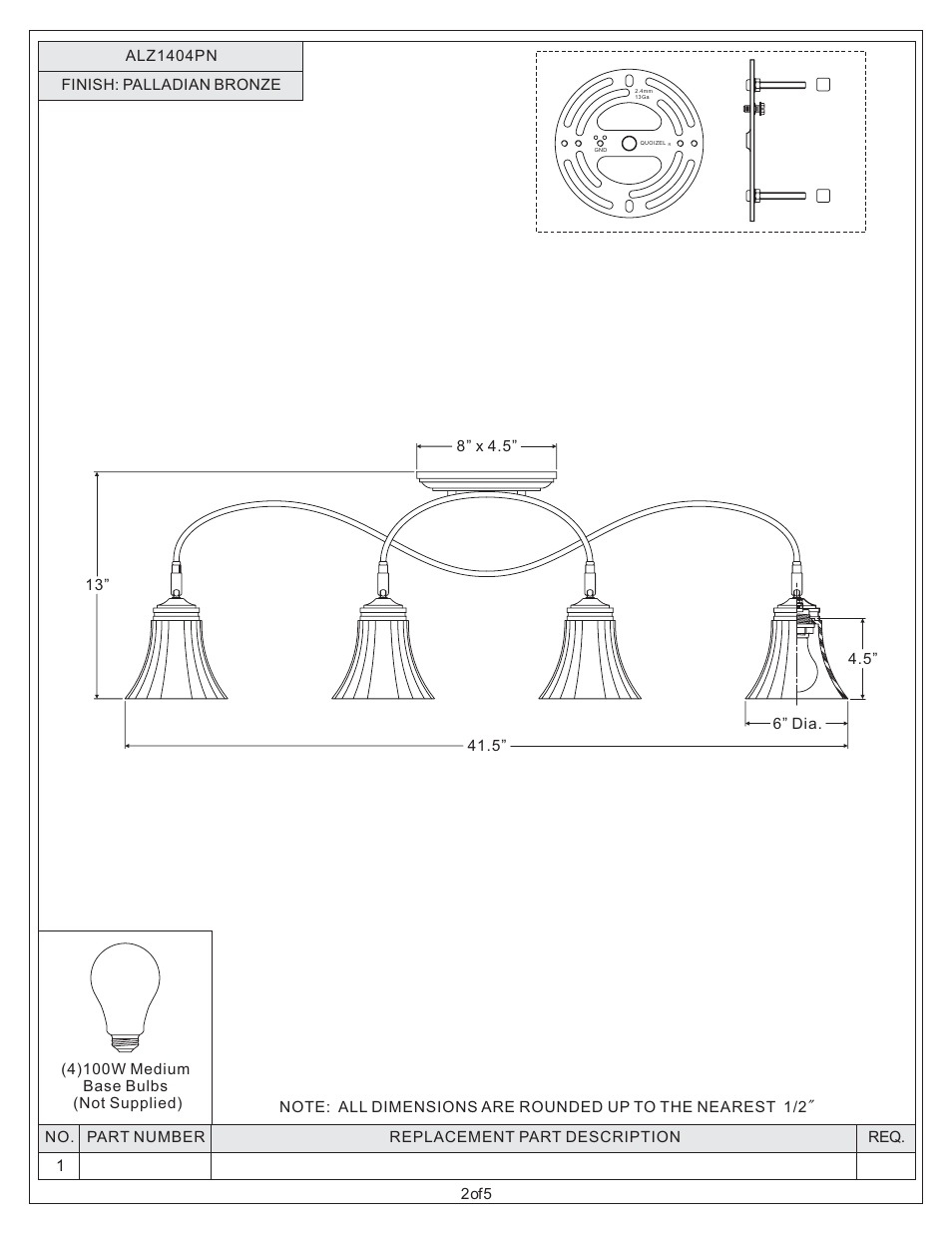 Quoizel ALZ1404PN Aliza User Manual | Page 2 / 5