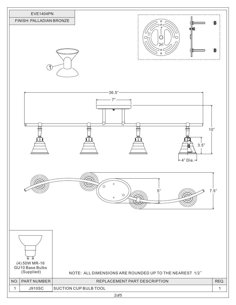 Quoizel EVE1404PN Eastvale User Manual | Page 2 / 5