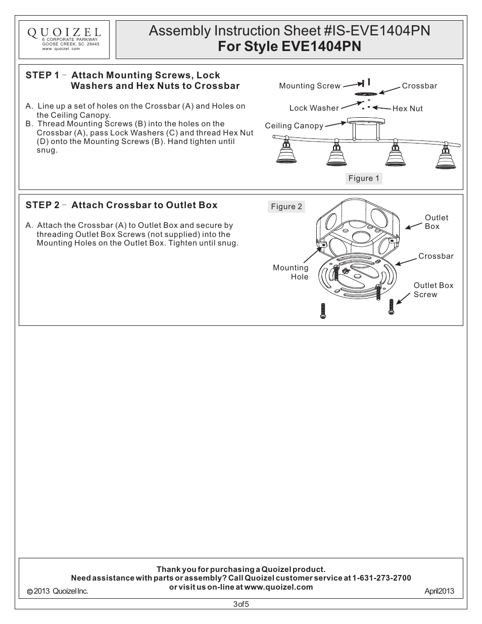 Quoizel EVE1404PN Eastvale User Manual | Page 3 / 5