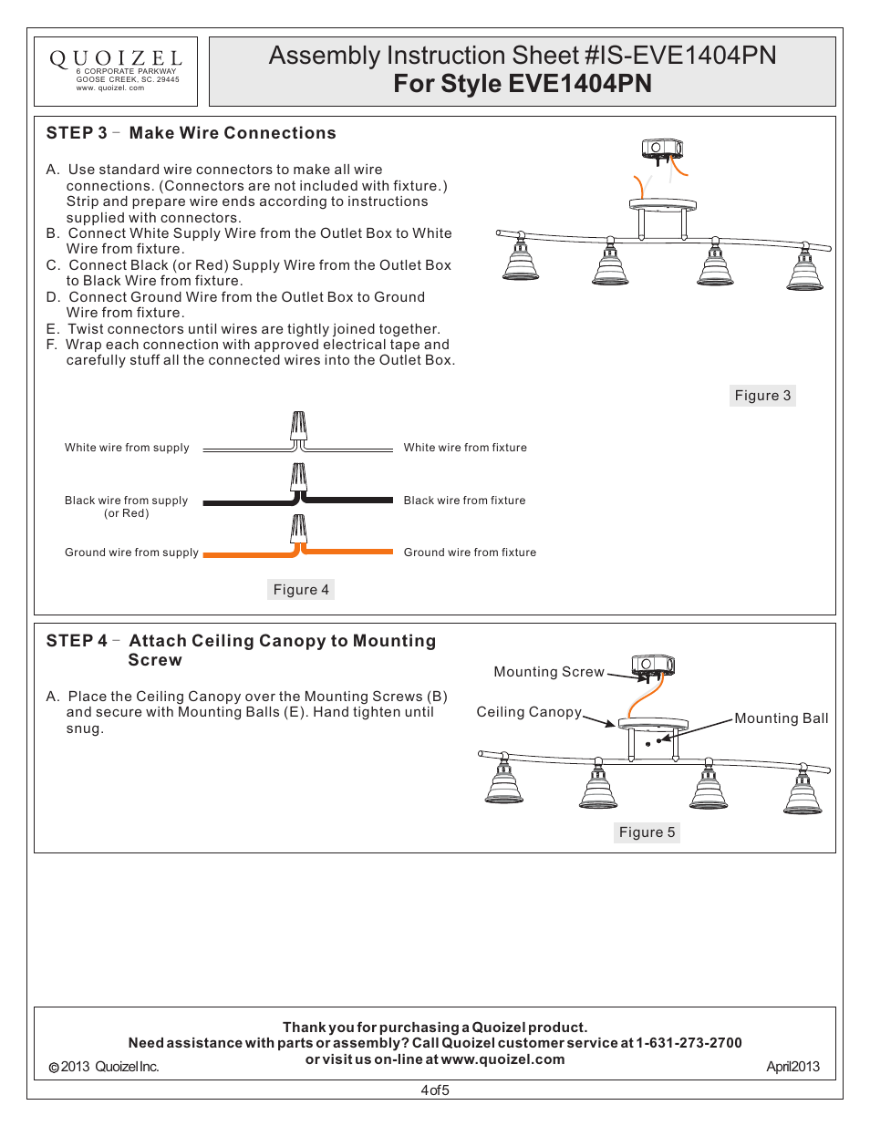 Quoizel EVE1404PN Eastvale User Manual | Page 4 / 5