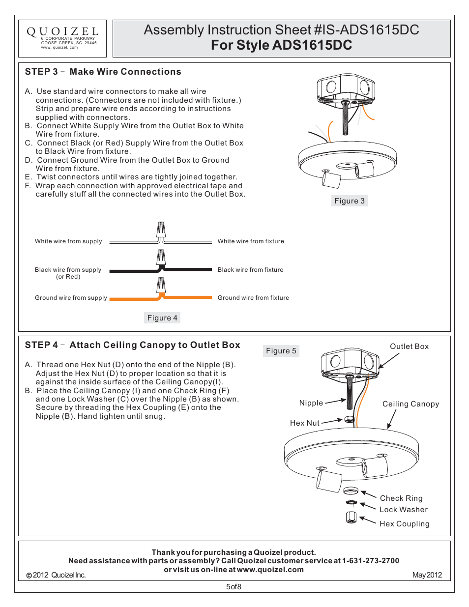 Quoizel ADS1615DC Adonis User Manual | Page 5 / 8