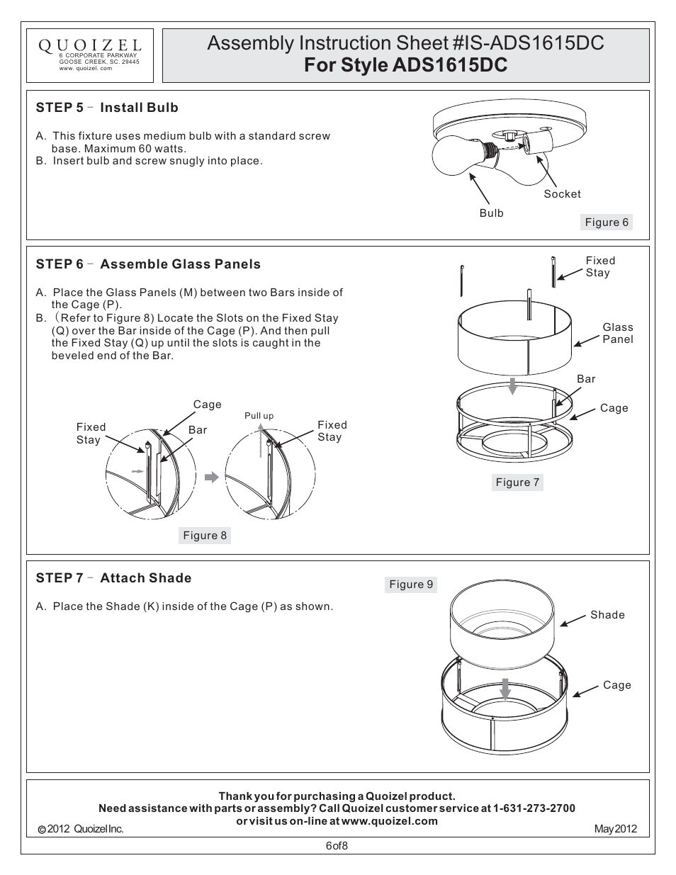 Quoizel ADS1615DC Adonis User Manual | Page 6 / 8