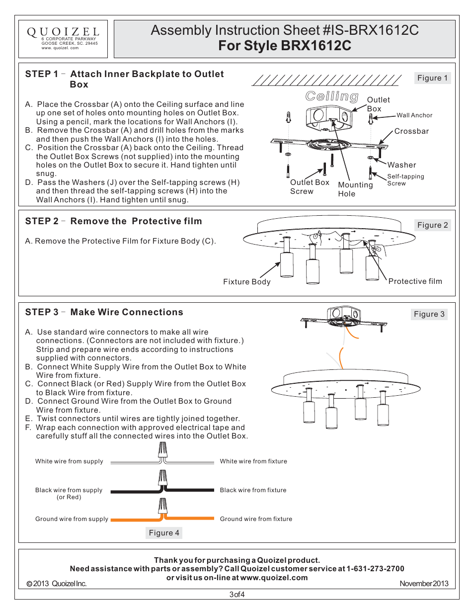 Ceiling | Quoizel BRX1612C Bordeaux User Manual | Page 3 / 4