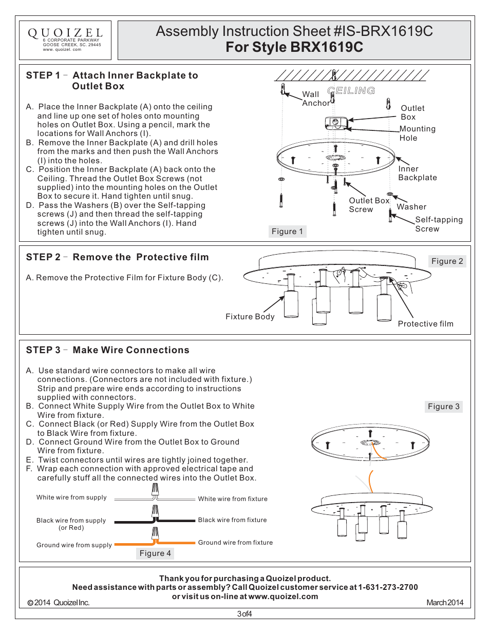 Quoizel BRX1619C Bordeaux User Manual | Page 3 / 4