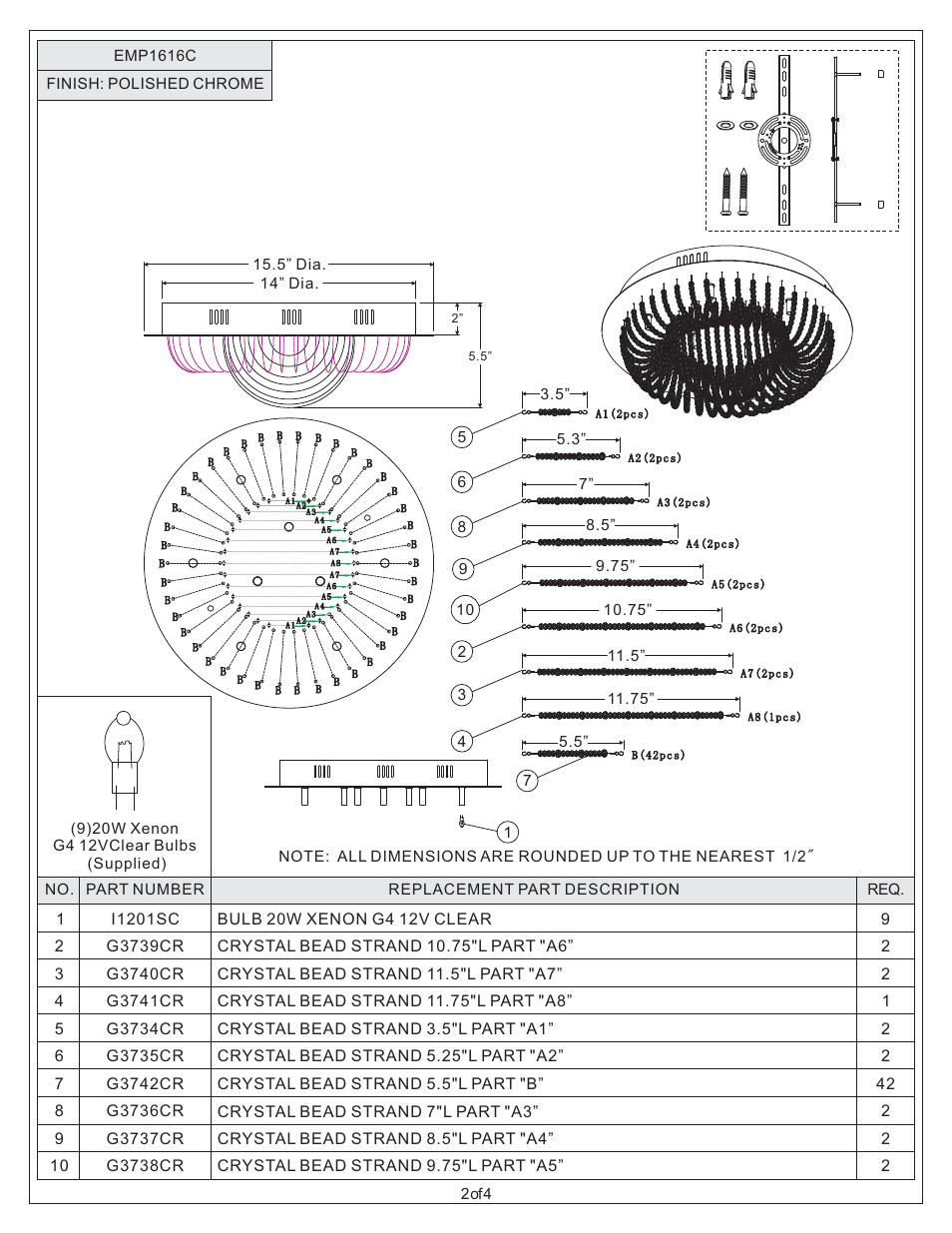 Quoizel EMP1616C Empress User Manual | Page 2 / 4