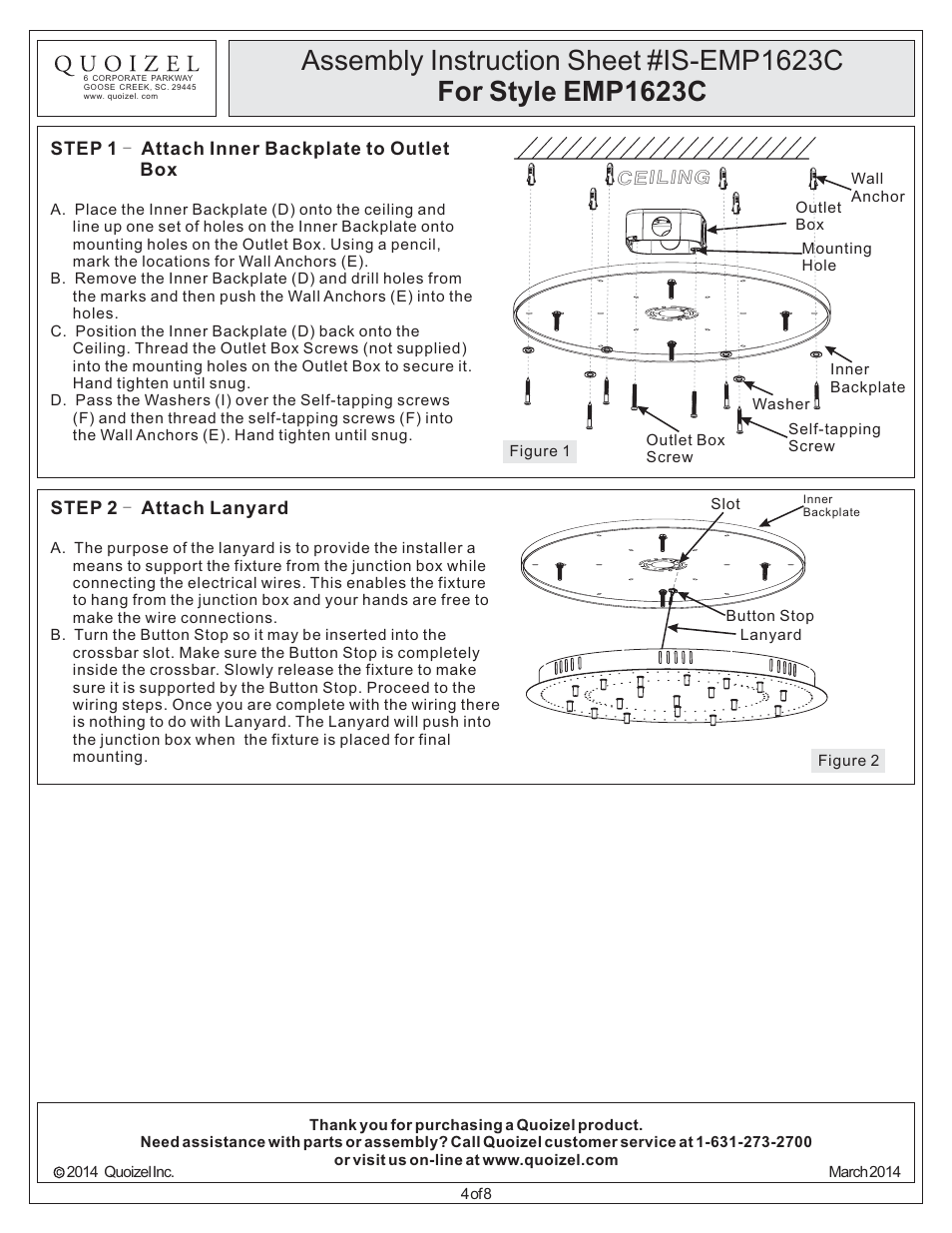 Quoizel EMP1623C Empress User Manual | Page 4 / 8