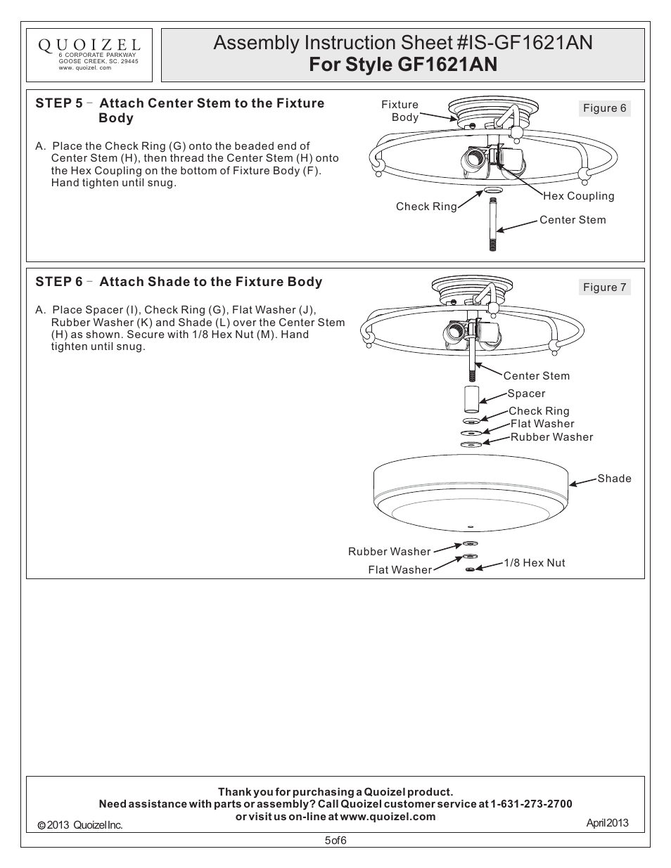 Quoizel GF1621AN Griffin User Manual | Page 5 / 6