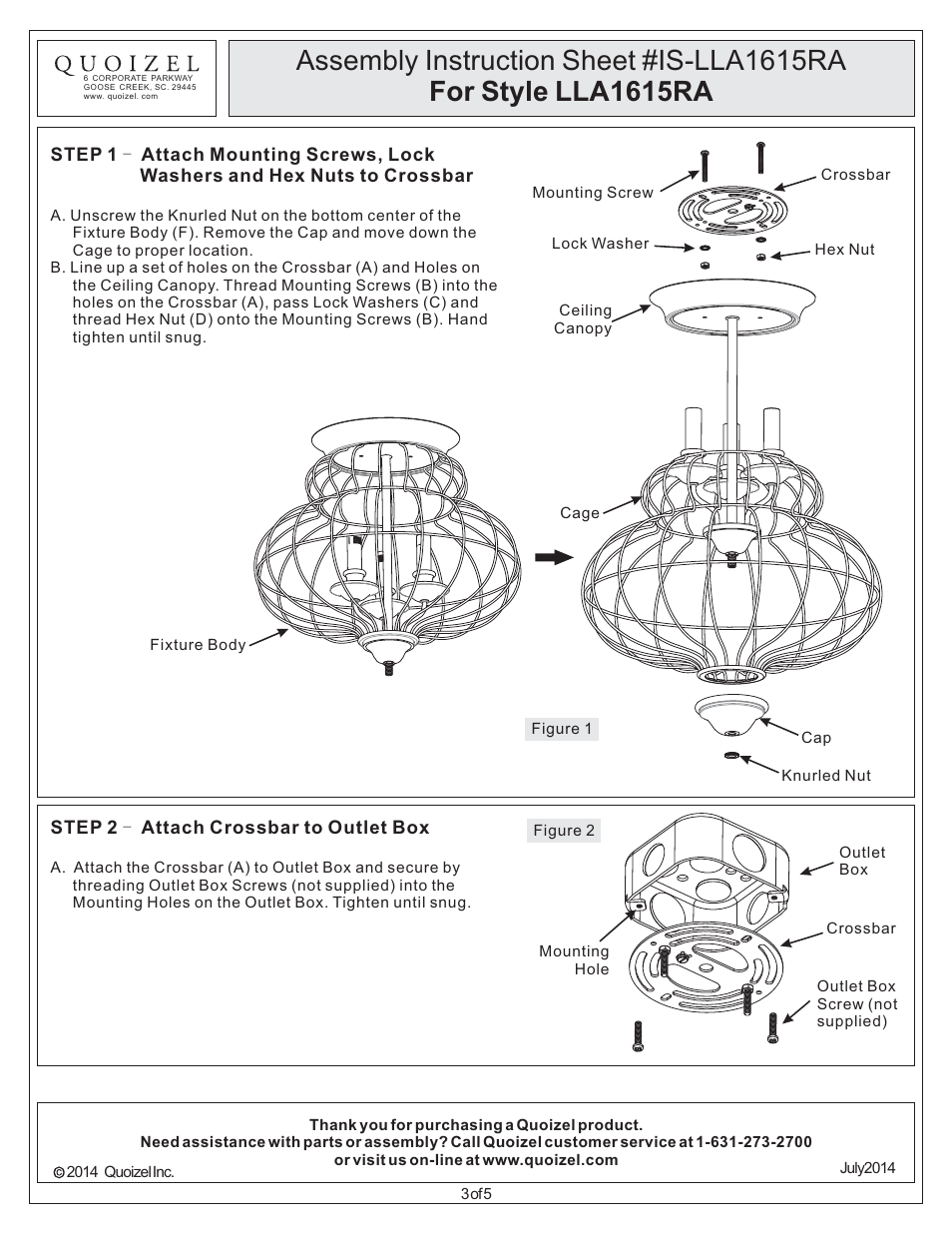 Quoizel LLA1615RA Laila User Manual | Page 3 / 5