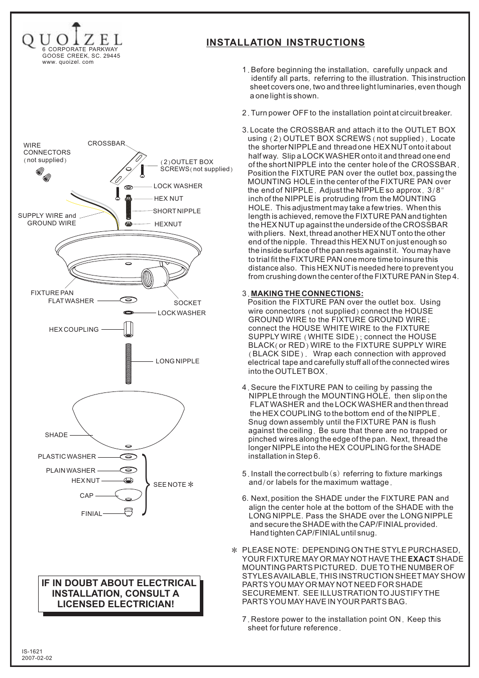Quoizel ML182AUL Melon User Manual | 1 page