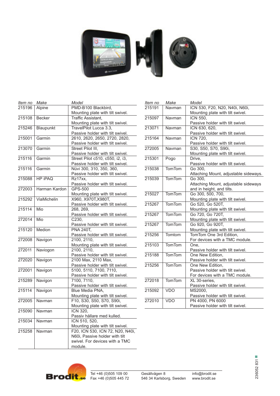 Brodit Passive Holders User Manual | Page 2 / 2