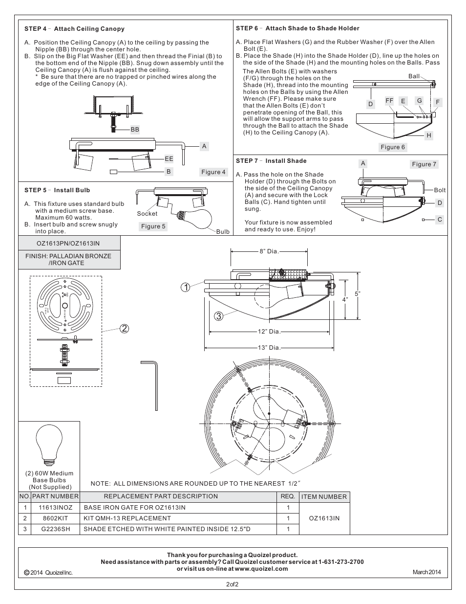 Quoizel OZ1613IN Ozark User Manual | Page 2 / 2