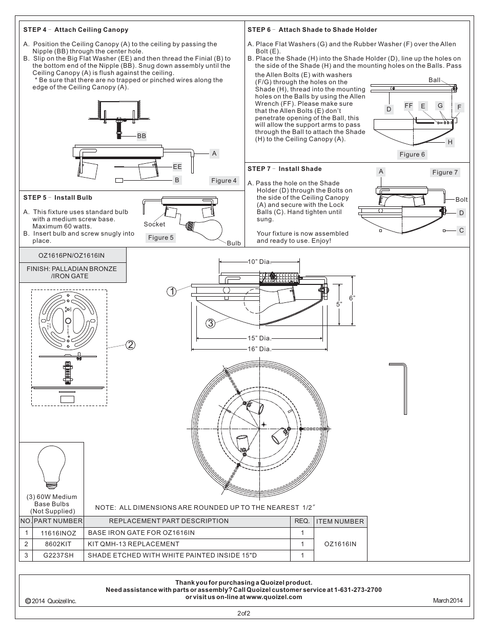 Quoizel OZ1616IN Ozark User Manual | Page 2 / 2