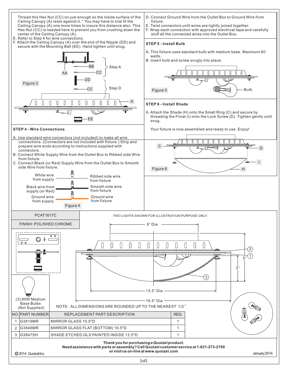 Quoizel PCAT1617C Platinum Collection Avanti User Manual | Page 2 / 2