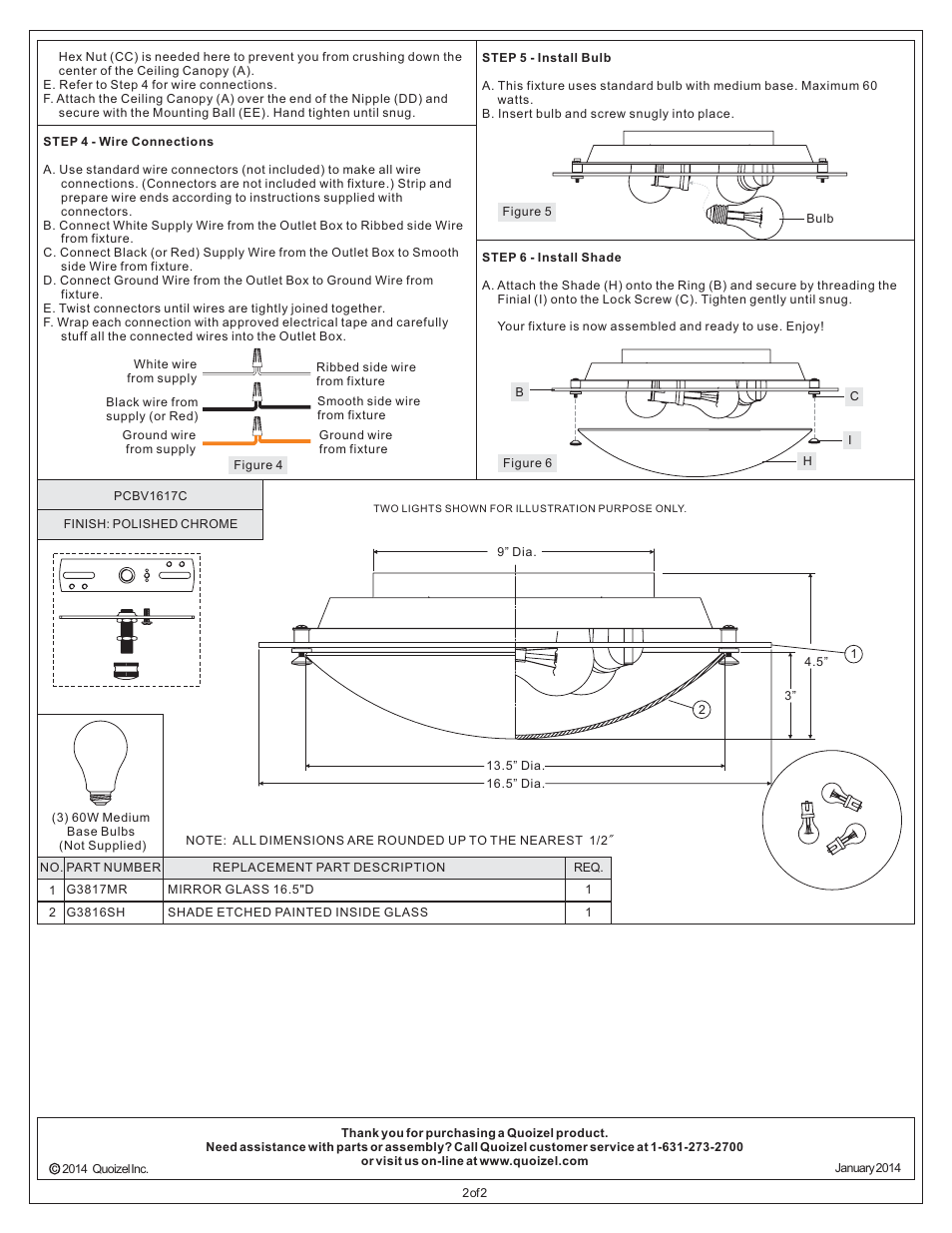 Quoizel PCBV1617C Platinum Collection Bravado User Manual | Page 2 / 2