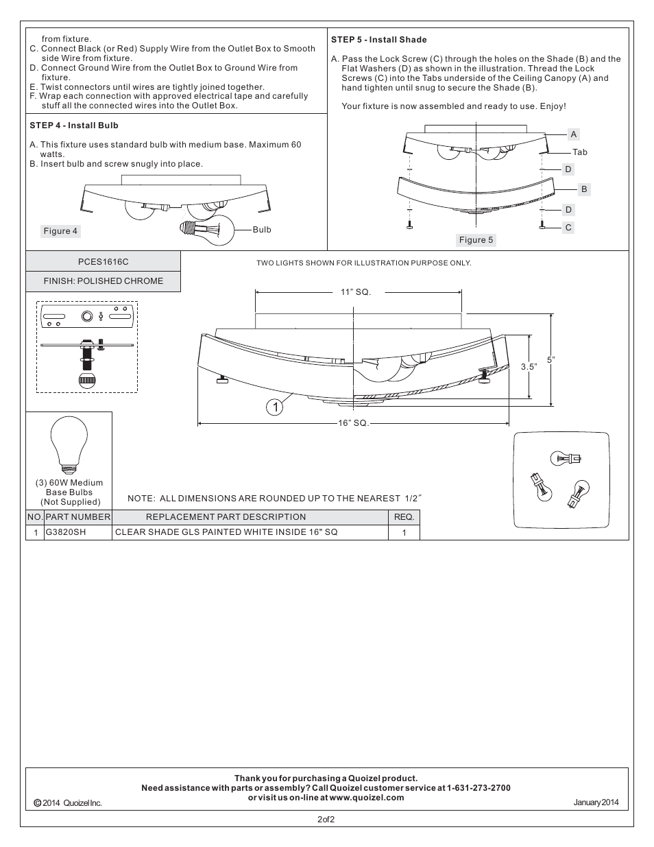 Quoizel PCES1616C Platinum Collection Expression User Manual | Page 2 / 2