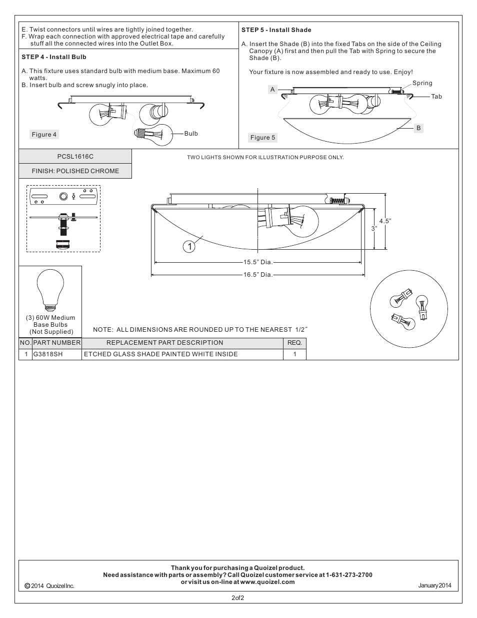 Quoizel PCSL1616C Platinum Collection Stellar User Manual | Page 2 / 2
