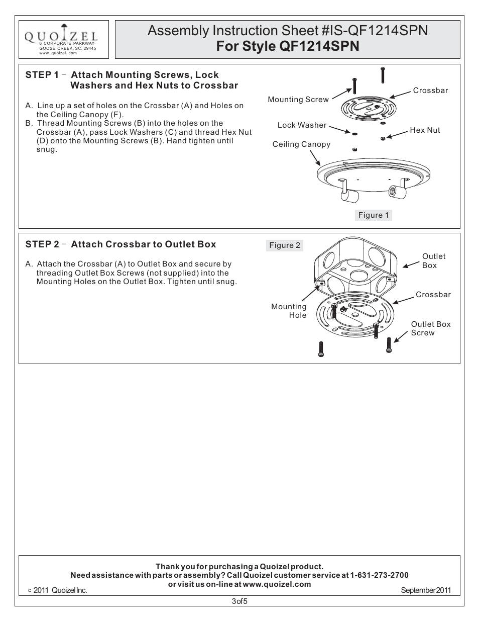 Quoizel QF1214SPN Quoizel Fixture User Manual | Page 3 / 5