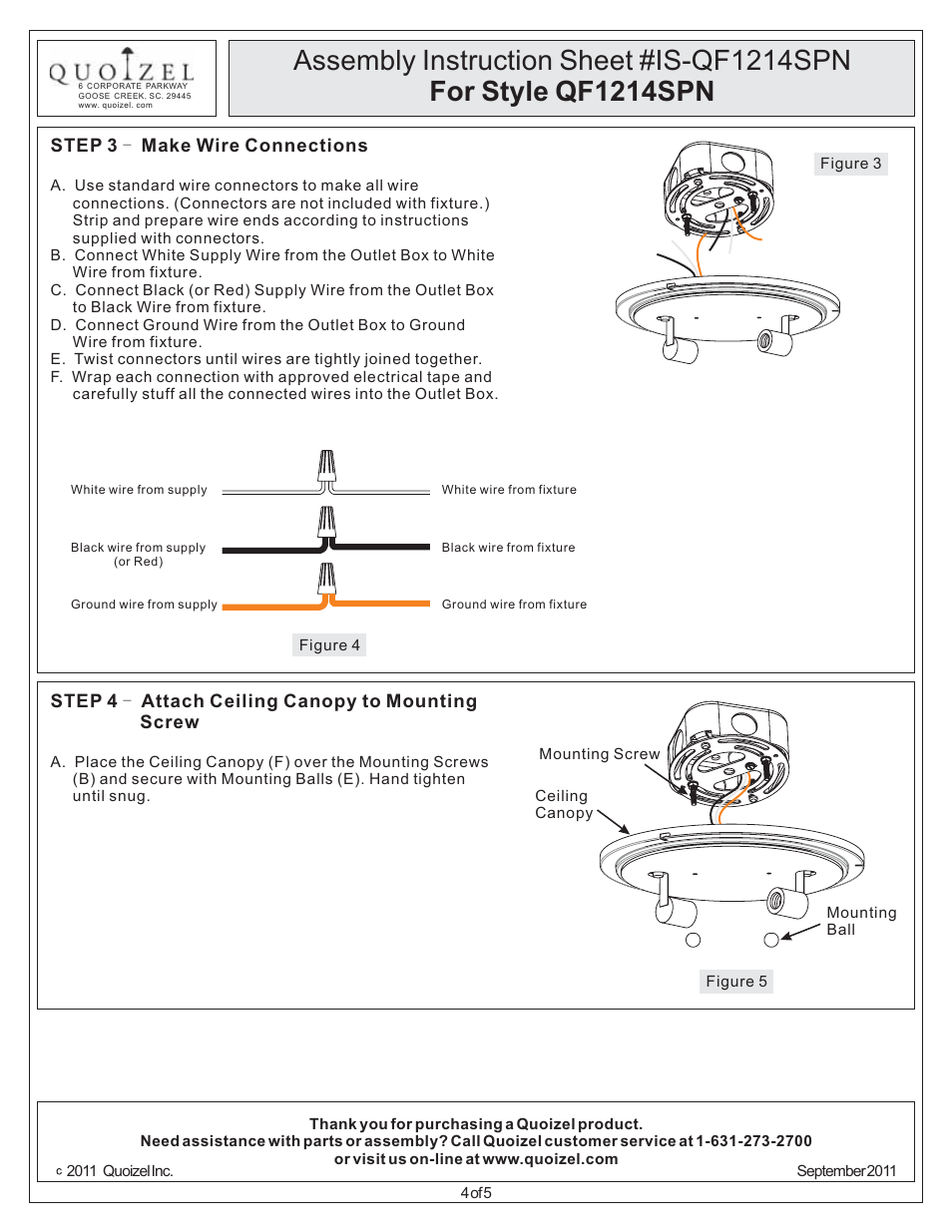 Quoizel QF1214SPN Quoizel Fixture User Manual | Page 4 / 5