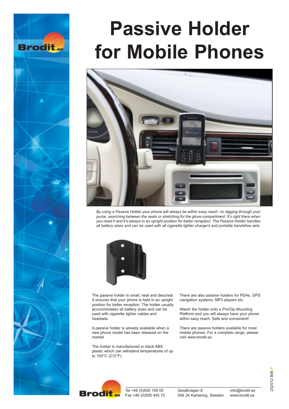Brodit Passive Holder User Manual | 1 page