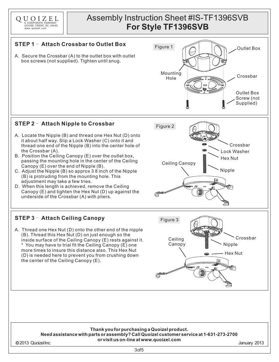 Quoizel TF1396SVB Tiffany User Manual | Page 3 / 5