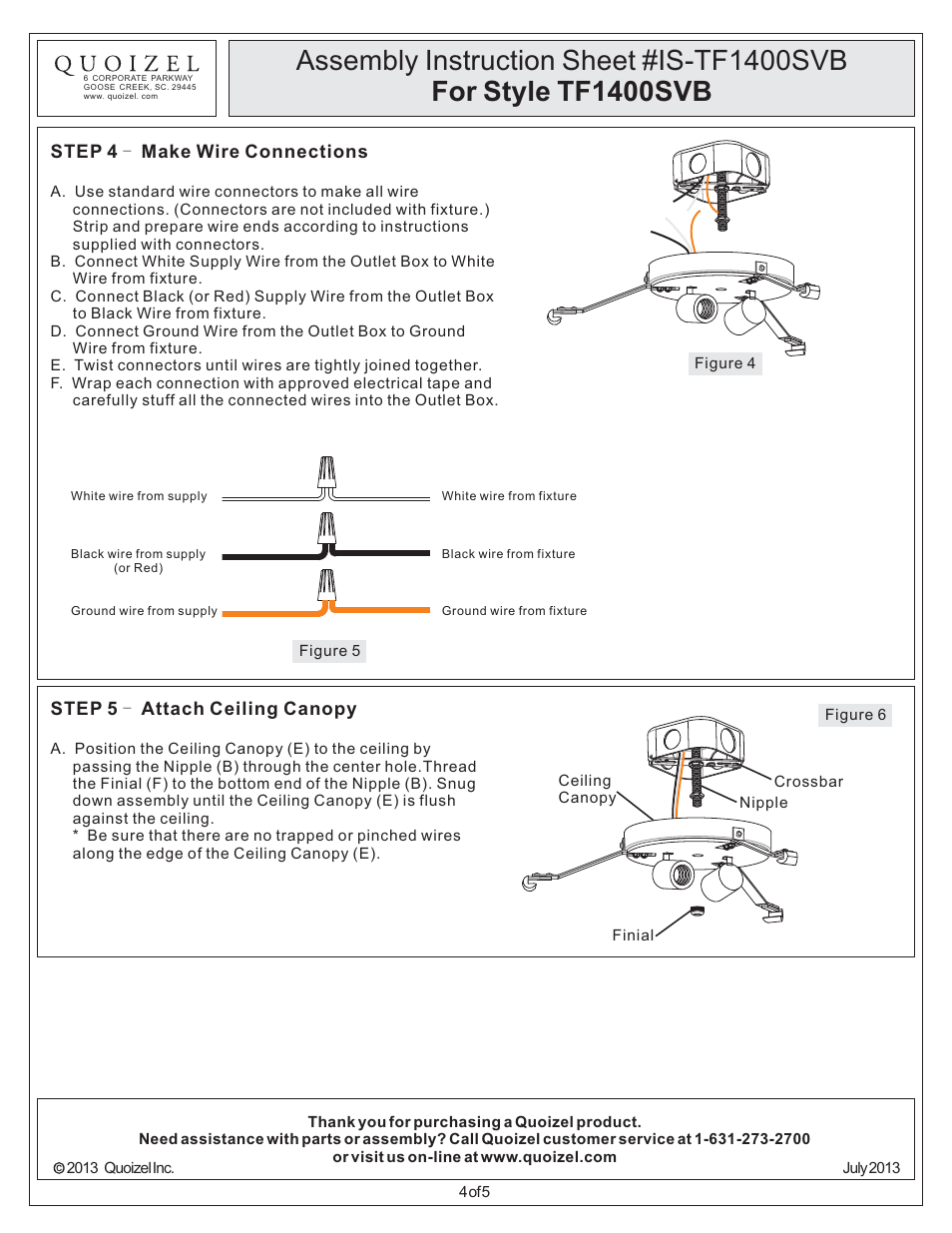 Quoizel TF1400SVB Tiffany User Manual | Page 4 / 5